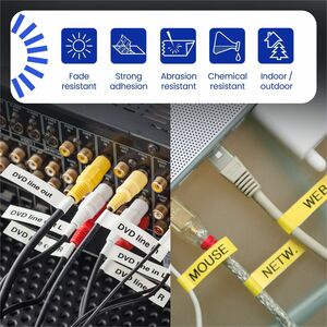 Brother P-touch Cinta para etiquetas - 12mm Ancho - Blanco - Poliéster - Laminada - duradero, Resistente a la abrasión, Re