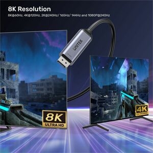Unitek 1.80 m DisplayPort/USB-C A/V Cable - 1 - Cable for Monitor, Phone, Tablet, Notebook, PC - First End: 1 x USB Type C