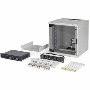 Digitus 10U Wandmontierbar Geschlossener Schrank Rackschrank für Server, Netzwerk-Geräte - Hellgrau - Glas - 30 kg Maximal
