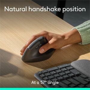 Logitech Wave Keys & Lift Vertical Mouse - Ergonomic Wireless Keyboard and Mouse Combo - with Cushioned Palm Rest (Graphit