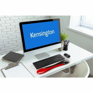 Kensington Slim Duo Gel Wrist Rest - 18 mm x 490 mm x 95 mm Dimension - Black, Red - Gel - Strain Resistant - Keyboard - R