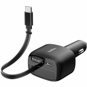 Belkin BoostCharge 75 W Auto Adapter - Universal Adapter - 1 USB - 1 USB Type-C - For Notebook, iPhone, MacBook - 75 cm Cable