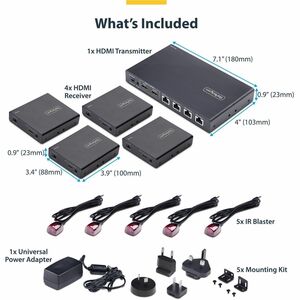 StarTech.com 4-Port HDMI Extender und Splitter über CAT6, 4K 60Hz, bis 70m, 1x4 HDMI über Netzwerkkabel-LAN Kabel Verteile