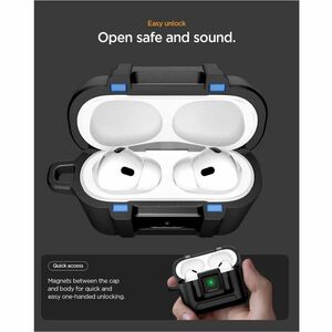 Spigen Lock Fit Carrying Case Apple AirPods Pro 3 - Matte Black - Drop Resistant - Thermoplastic Polyurethane (TPU) Exteri