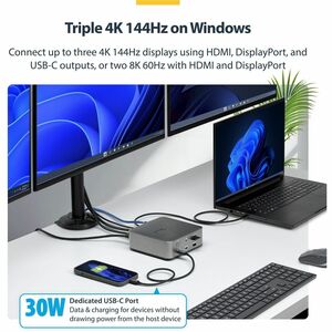 StarTech.com Thunderbolt 5, Thunderbolt 4, USB4 Docking Station for Desktop PC, Notebook, Mobile Device - Charging Capabil