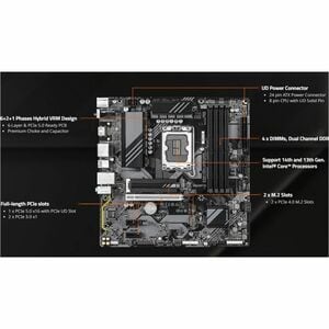 GIGABYTE Ultra Durable B760M DS3H WF6E GEN5 Gaming Desktop Motherboard - Intel B760 Chipset - Socket LGA-1700 - Micro ATX 