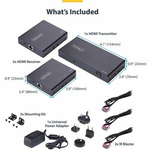 StarTech.com HDMI Extender - Black - 4 x Network (RJ-45) - 4 x HDMI - 70 m Operating Distance