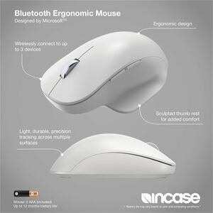 Incase Designed by Microsoft Mouse - Bluetooth - Glacier - Wireless - Scroll Wheel - 2 x AAA Battery Supported
