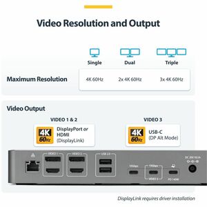 StarTech.com USB 3.2 (Gen 2) Type C Docking Station for Notebook, Workstation - Charging Capability - Space Gray - Desktop
