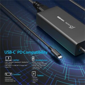j5create JUP17140-EN 140 W Adaptador de carregador - Adaptador universal - 1 USB Tipo C - para Notebook, Tablet, Telefone,