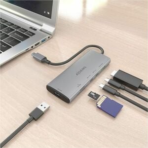 USB-C DOCK 6 EN 1 USB-C A HDMI USB-A 2XUSB-C SD MSD GRIS 20CM