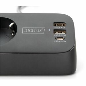 Digitus Steckdosenleiste - 2 x USB Typ A, 1 x USB Typ C, 3 x AC-Strom - 1,50 m Kabel - 16 A Stromstärke - 250 V AC Voltage