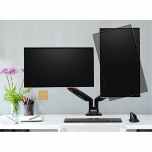 One-Touch Height Adjustable Dual Monitor Arm - Black