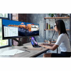 j5create JTSA102 Mounting Arm for Monitor, Display Screen, LCD Display - Black - Height Adjustable - 2 Display(s) Supporte