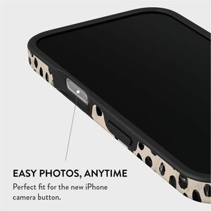 BURGA Case for Apple iPhone 16 Smartphone - Almond Latte, Asymmetrical Black Spot Pattern - Cream - Fade Resistant, Scratc