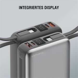 4smarts Pocket Stromspeicher - Grau - für Smartphone, Tablet-PC, Smartwatch, Kabellose Ohrhörer, Kamera, Lautsprecher - 20
