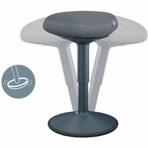 Leitz Ergo Active Task Stool - Dark Grey Dual Density Foam (DDF) Seat - Green Plastic Frame - Rounded Base - 1 Piece