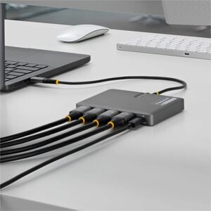 StarTech.com USB-C to Quad-Monitor Workstation Adapter, 4K 60Hz HDMI, 140W PD Passthrough for Laptop Charging, 1x USB 2.0 