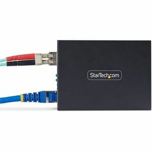 StarTech.com Gigabit Ethernet Copper-to-Fiber Media Converter, SM LC, 20km, 10/100/1000 Mbps, RJ45 to LC, 9K Jumbo Frames,