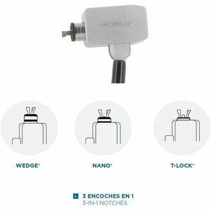 Câble de verrouillage MOBILIS Pour Ordinateur Portable - 180 cm (70,87") Câble - Fermeture à clé - Blanc - Acier - Pour Or