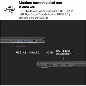 LG gram 17ZD90T-G 17ZD90T-G.AX88B 43.2 cm (17") Notebook - WQXGA - Intel Core Ultra 7 255H - 32 GB - 1 TB SSD - Spanish Ke
