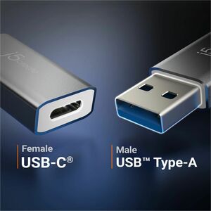 j5create JUCX45 Data Transfer Adapter - 1 - 1 x USB 3.2 (Gen 2) Type A - Male - 1 x USB 3.2 (Gen 2) Type C - Female - Blac