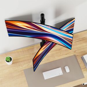 SIIG Dual 38" Stack Monitor Pole Mount - Black - Fits 13-38" Screens, up to 26.5 lbs each - Height Adjustable - 2 Display(