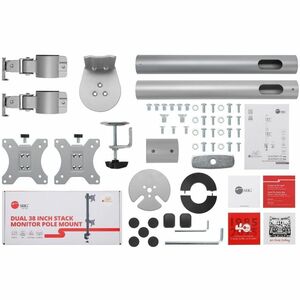 SIIG Dual 38" Stack Monitor Pole Mount - Gray - Fits 13-38" Screens, up to 26.5 lbs each - Height Adjustable - 2 Display(s