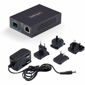 StarTech.com Transceiver/Media Converter - TAA Compliant - 1 Port(s) - 1 x Network (RJ-45) - Optical Fiber, Twisted Pair -