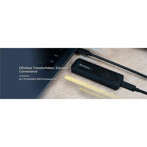 Transcend CM10G Drive Enclosure PCI Express NVMe, SATA/600 - USB Type C Host Interface - UASP Support Portable - Black - 1