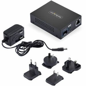 StarTech.com Transceiver/Media Converter - TAA Compliant - 1 Port(s) - 1 x Network (RJ-45) - Optical Fiber, Twisted Pair -