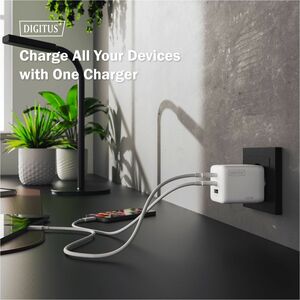Digitus 100 W AC Adapter - Universal Adapter - 2 USB Type-C - For Smartphone, Tablet, Earphone, USB Type A Device, USB Typ