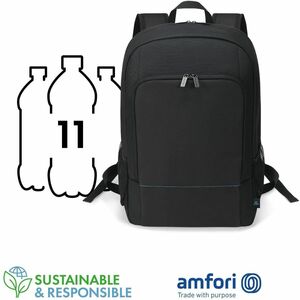 Dicota TWO Tasche (Rucksack) für 38,1 cm (15 Zoll) bis 43,9 cm (17,3 Zoll) Notebook - Schwarz - 300D rPET Polyester Körper