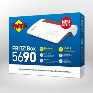 AVM FRITZ!Box 5690 Wi-Fi 7 Ethernet Drahtlos Router - Dualband - 2,40 GHz ISM-Band - 5 GHz UNII-Band - 819,20 MB/s Drahtlo