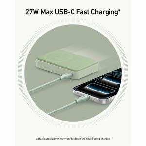 Power Bank ANKER MagGo A1654 - Verde - Per iPhone, Dispositivo compatibile con MagSafe - 10000 mAh - 15 W - 3,60 A, 3 A - 