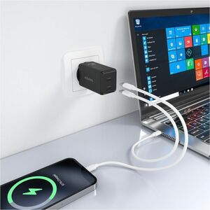 CARGADOR GAN 65W 2XUSB-C PD3.0 QC4.0 NEGRO