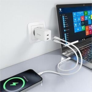 CARGADOR GAN 65W 2XUSB-C PD3.0 QC4.0 BLANCO