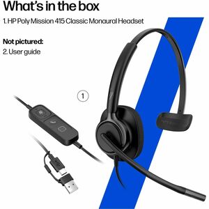 Poly Mission 400 415 Kabel Kopfbügel, Auf den Ohren Mono Headset - Schwarz - Microsoft-Teams-Zertifizierung - Monaural - O