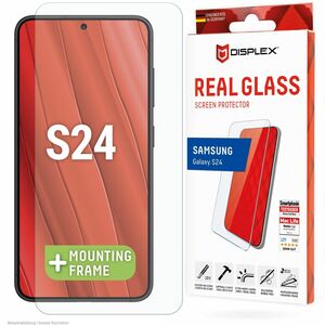 Displex Real Glass 10H Gehärtetes Glas, Silikon Displayschutz für Galaxy S24 - für AMOLED Smartphone - Kratzfest, Schlagfe
