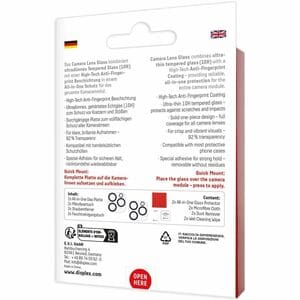 Displex Kamera-Objektivschutz - Transparent - Gehärtetes Glas - 2 Stück