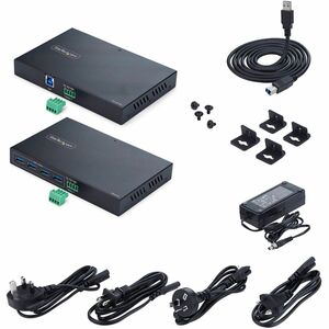 StarTech.com USB/Ethernet Combo Hub - USB Type B - 640 MB/s - Desktop, Webcam, Workstation - Black - TAA Compliant - 7 Tot