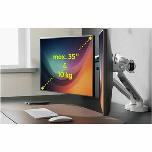Digitus Desk Mount for Monitor, Flat Panel Display, Curved Screen Display - White - Height Adjustable - 2 Display(s) Suppo
