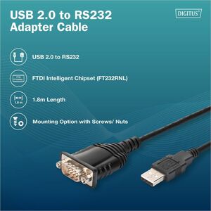 Digitus 1,80 m Seriell/USB Datentransferkabel - 1 Stück - Cable for Computer, Desktop-PC, Notebook - 128 kbit/s - Golden B