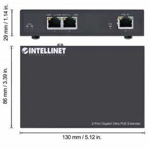2-Port Gigabit Ultra PoE Extender, Adds up to 100 m (328 ft.) to PoE Range, PoE Power Budget 60 W, Two PSE Ports with 30 W