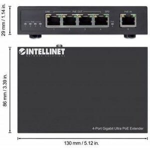 4-Port Gigabit Ultra PoE Extender, Adds up to 100 m (328 ft.) to PoE Range, 90 W PoE Power Budget, Four PSE Ports with up 