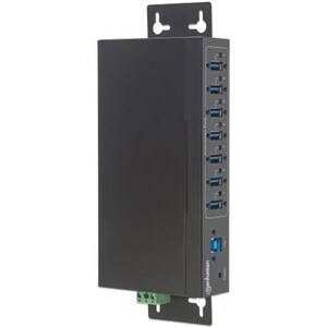 USB-A 7-Port Hub Industrial, 7x USB-A Ports, 5 Gbps (USB 3.2 Gen1 aka USB 3.0), 20 kV ESD Protection, A/C, Bus and Termina