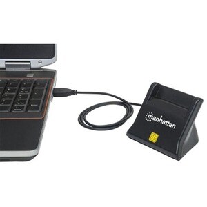 USB-A Smart/SIM Card Reader, 480 Mbps (USB 2.0), Desktop Standing, Friction Type compatible, Hi-Speed USB, Cable 86cm, Bla