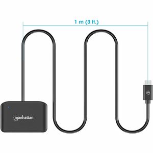 Manhattan USB-C Contact Smart Card Reader with MicroSD slot, USB Type-C Male to Contact Reader Interface and microSDXC, Su