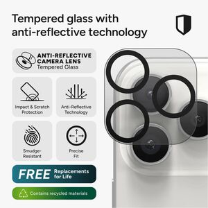 invisibleSHIELD Glass Elite Kamera-Objektivschutz - Schwarz - Gehärtetes Glas