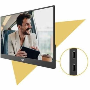 Monitor LED AOC 16T20E2 406,4 mm (16") Classe Full HD - 16:9 - Nero - 39,6 cm (15,6") Viewable - Tecnologia In-plane Switc